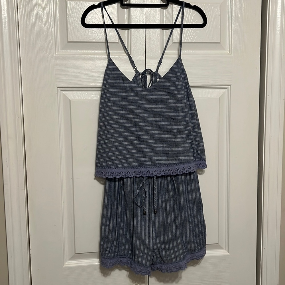 Blue Flounce Romper
